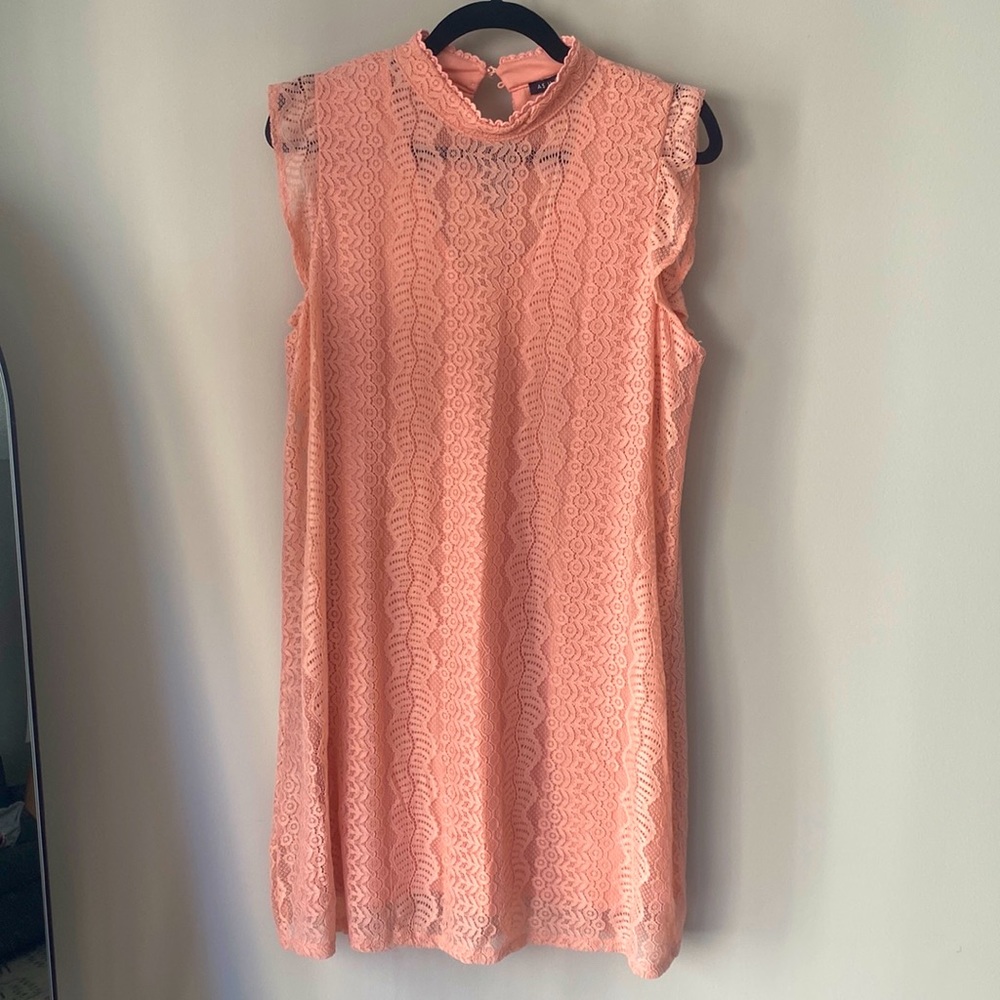 Pinky salmon lace mini dress